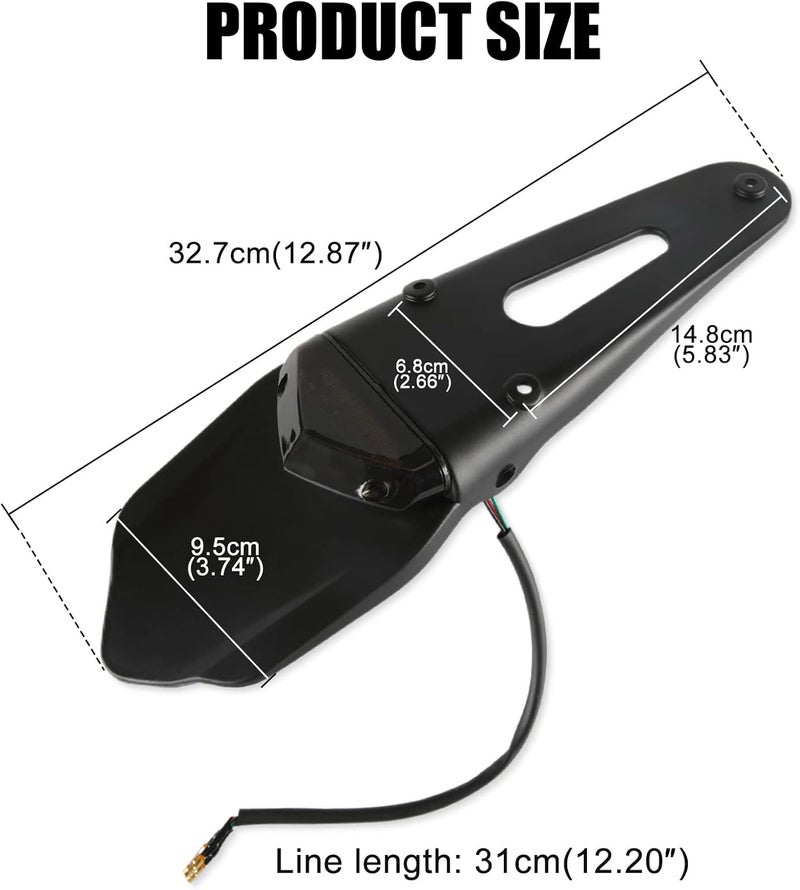 DREAMIZER Rear Fender Black 12V LED Tail Light Brake Lamp For Off-road Motorcycle Motocross Dirt Bike (Black#2 - Image 4